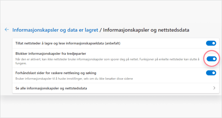 fjerne informasjonskapsler Microsoft Edge: trinn 7