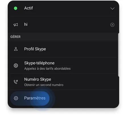 supprimer Skype sur smartphone: étape 2