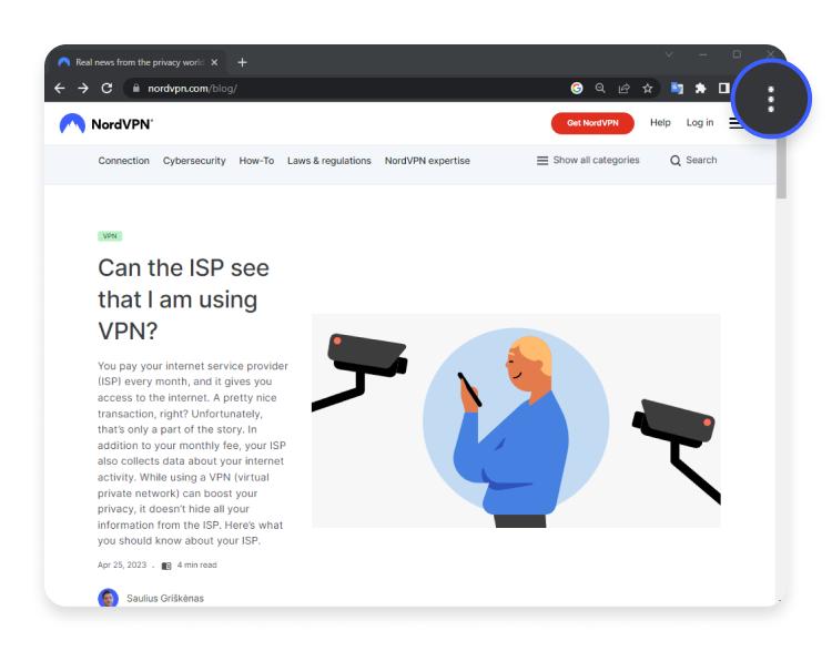 go incognito in chrome: step 1 - open settings