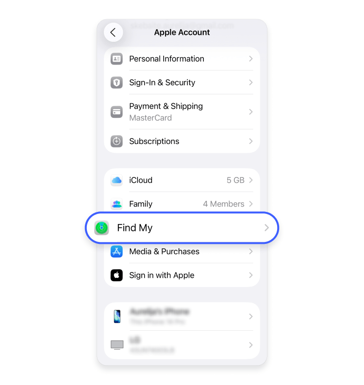 How to turn off Find My on an iPhone Step 2
