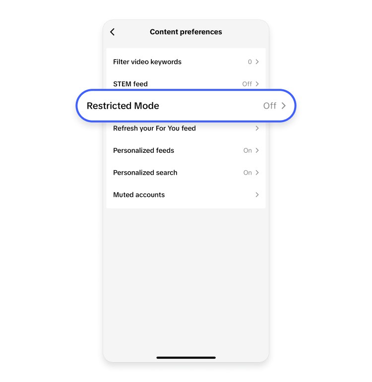 step 5 to turn on Restricted mode on TikTok