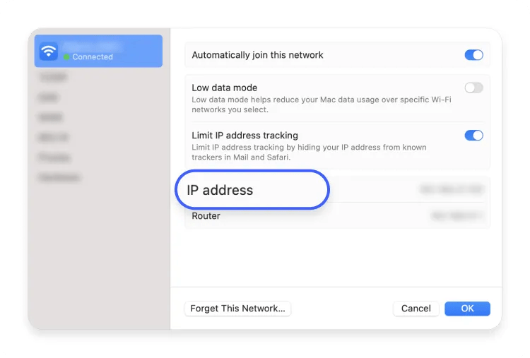 IP address Mac 20
