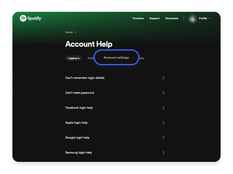 click account settings