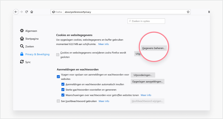 Cookies verwijderen in Firefox stap 4