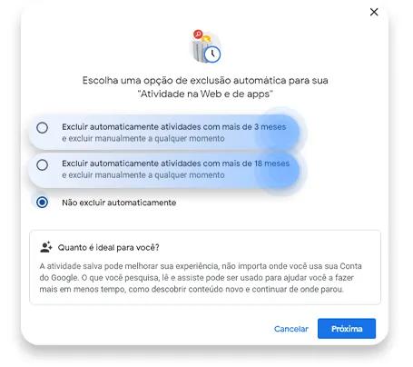 como excluir seu histórico do google automaticamente: passo nº3