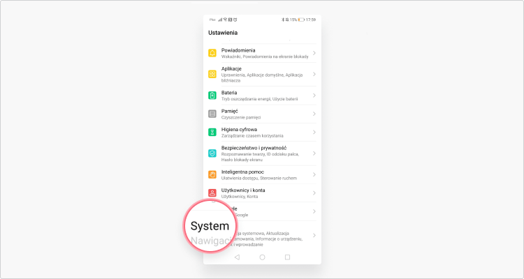 ustawienia fabryczne android: krok 2