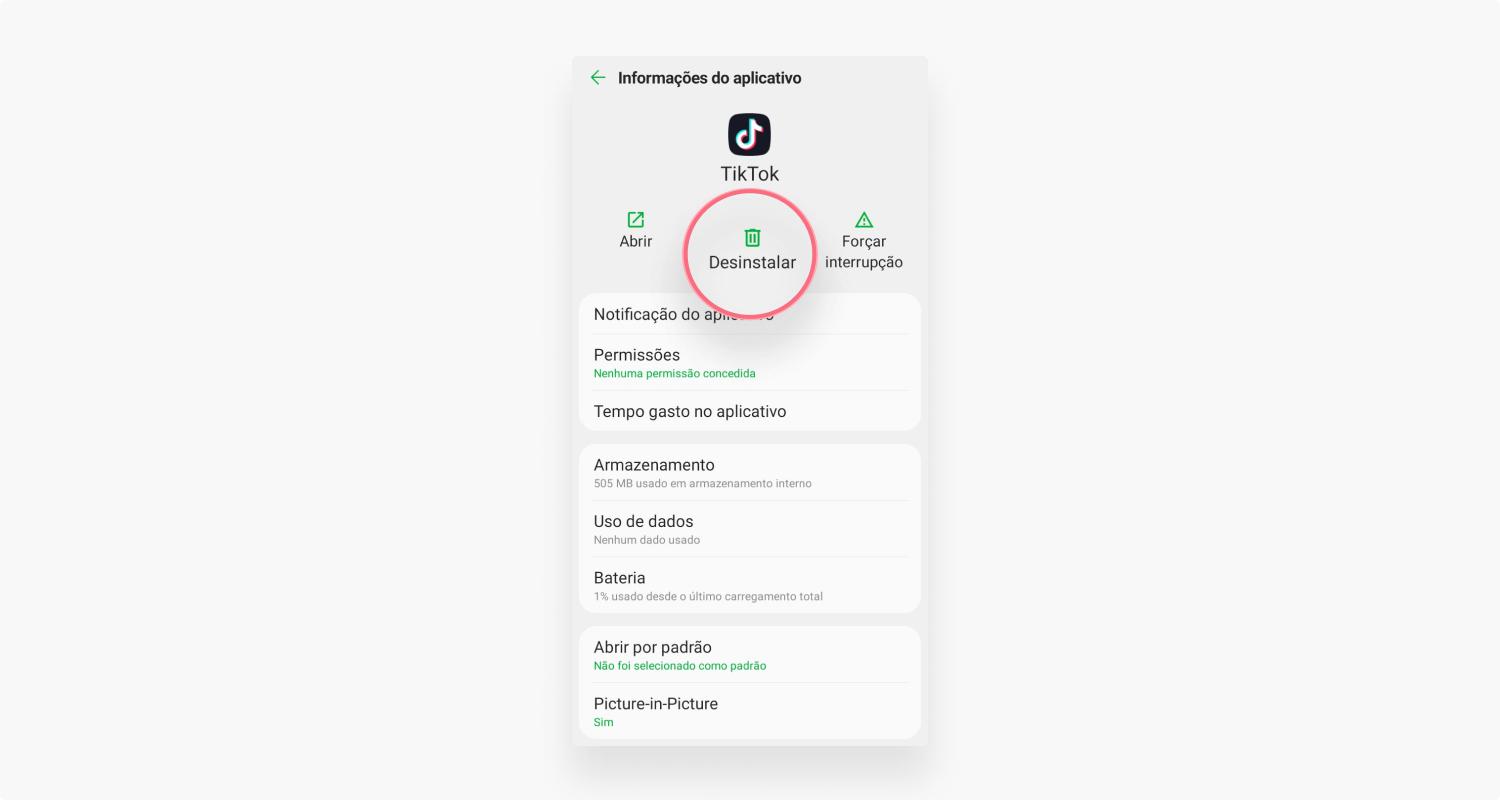 excluir app do TikTok: passo nº5
