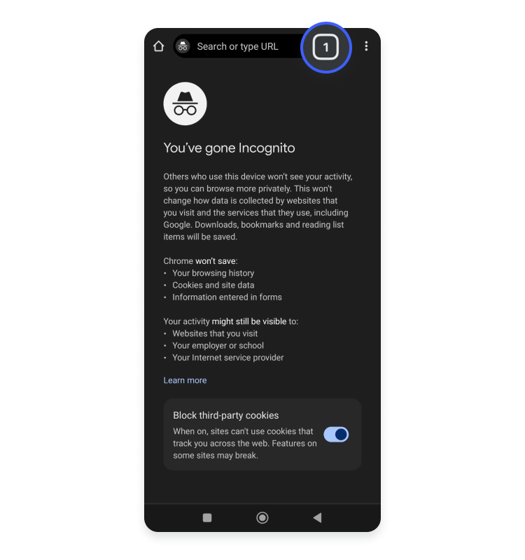 Chrome incognito off android