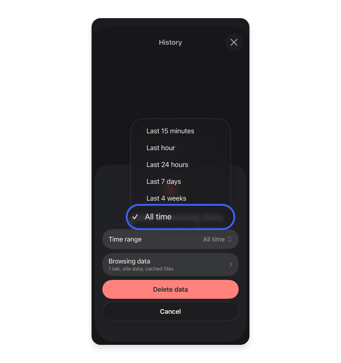 Clearing Autofill data on Chrome Step (mobile) Step 7