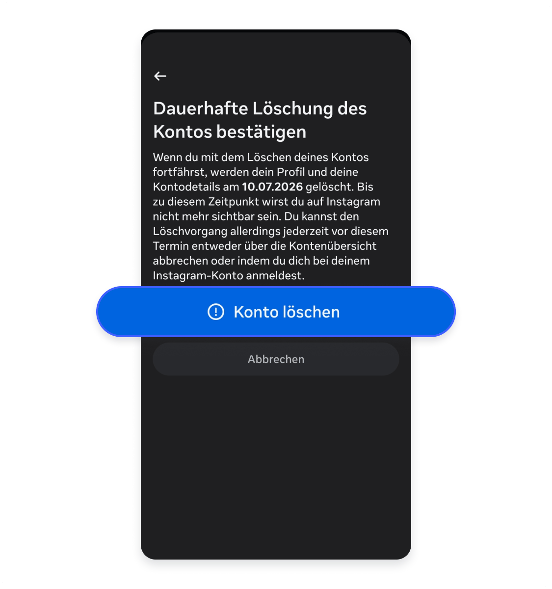 Instagram-Account löschen 10