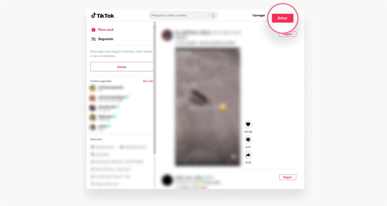 excluir conta do TikTok pelo computador: passo nº1
