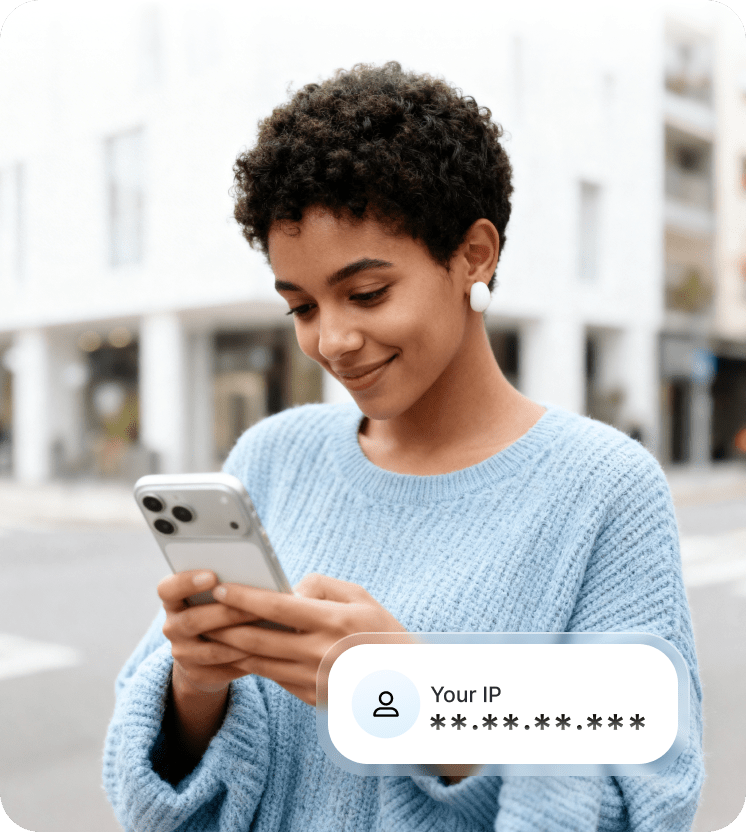 A woman checking if her IP address is hidden.