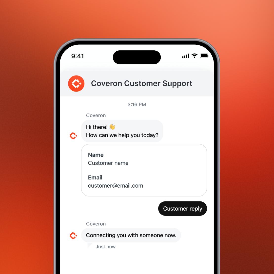 Coveron Customer Support interface