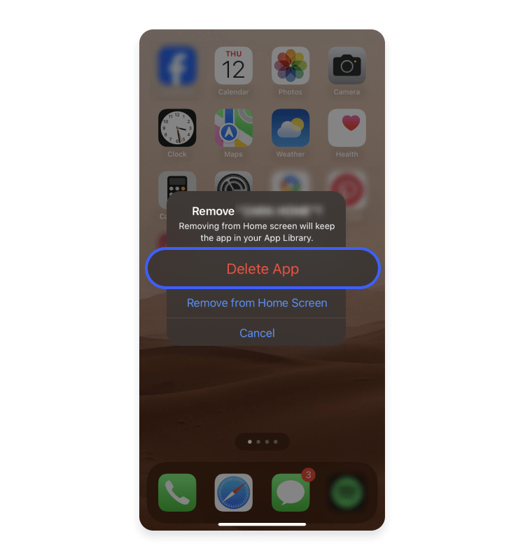 confirm app deletion