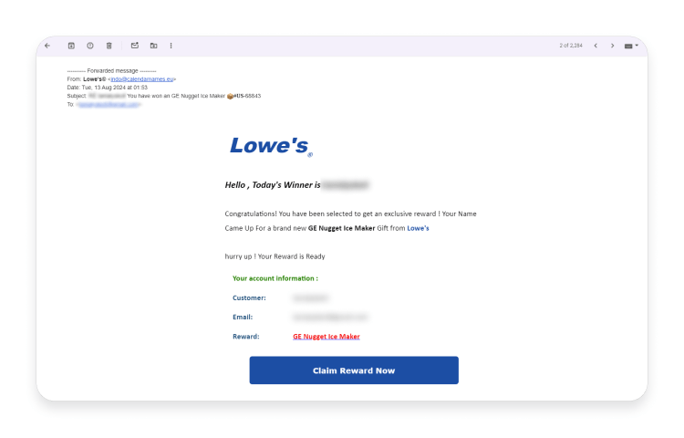 winner scam phishing email