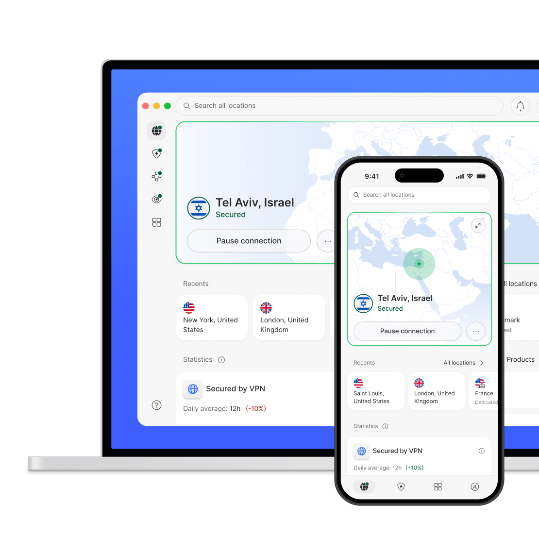 מחשב נייד וסמארטפון, מאובטחים על ידי NordVPN.