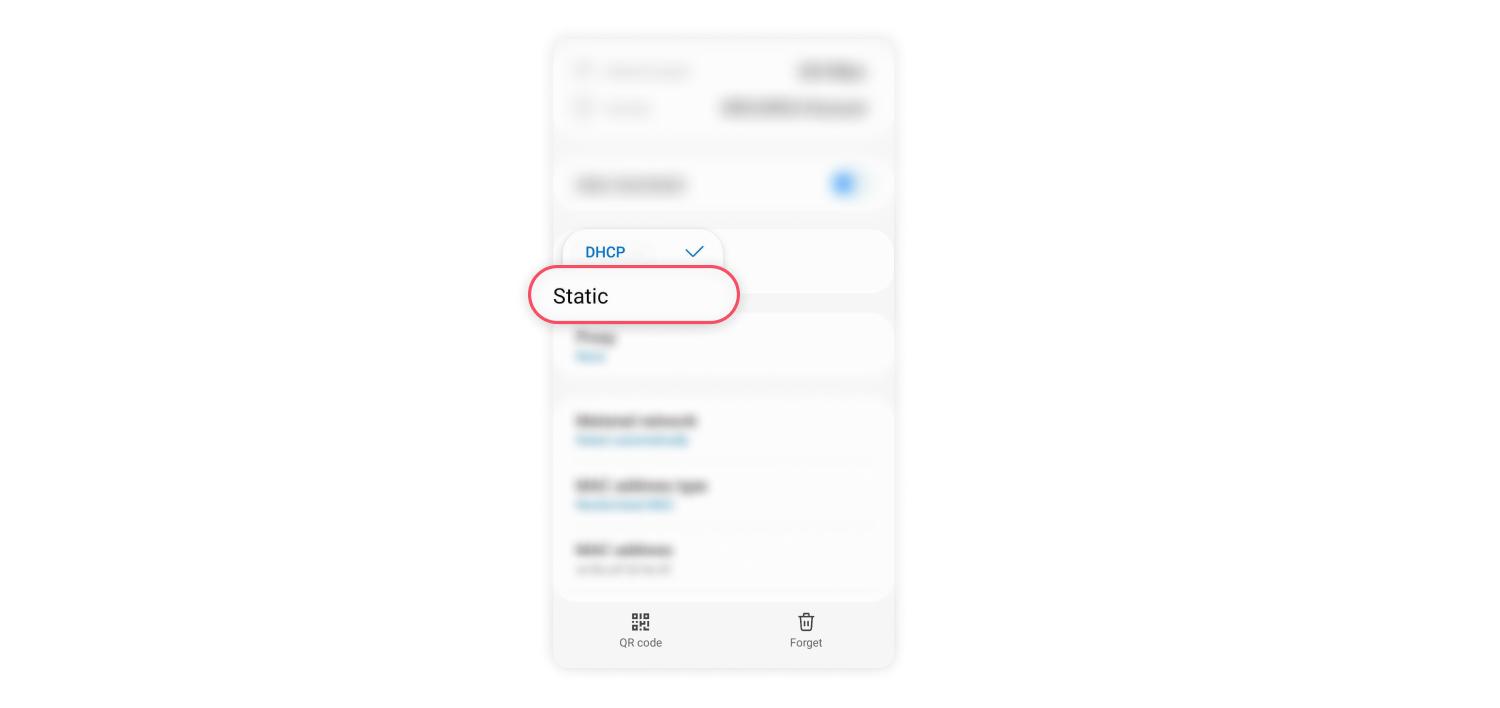 Choose static instead of DHCP