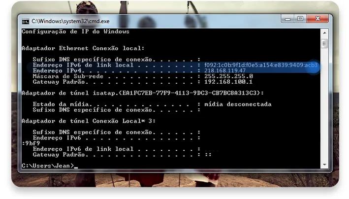 como descobrir o ip do roteador (Windows CMS): passo nº3