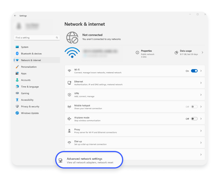 Advanced network settings