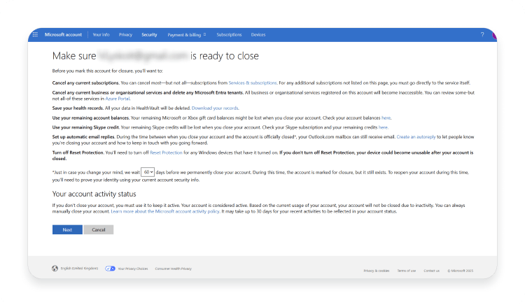 How to delete your Skype account step 1