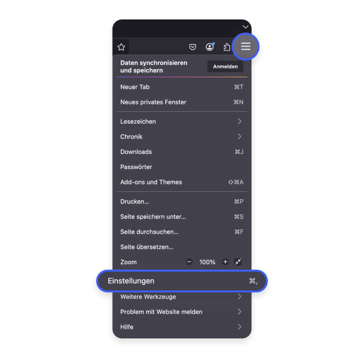 Proxyserveradresse finden Firefox Schritt 1
