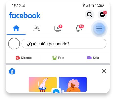 cómo eliminar la cuenta de Facebook desde móvil: paso 1