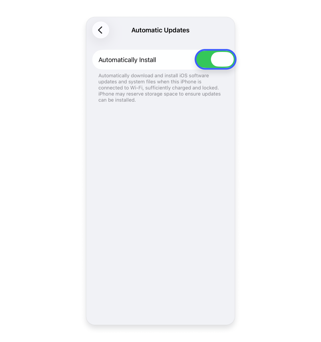 How to set up automatic software updates to improve iPhone security: Step 4.