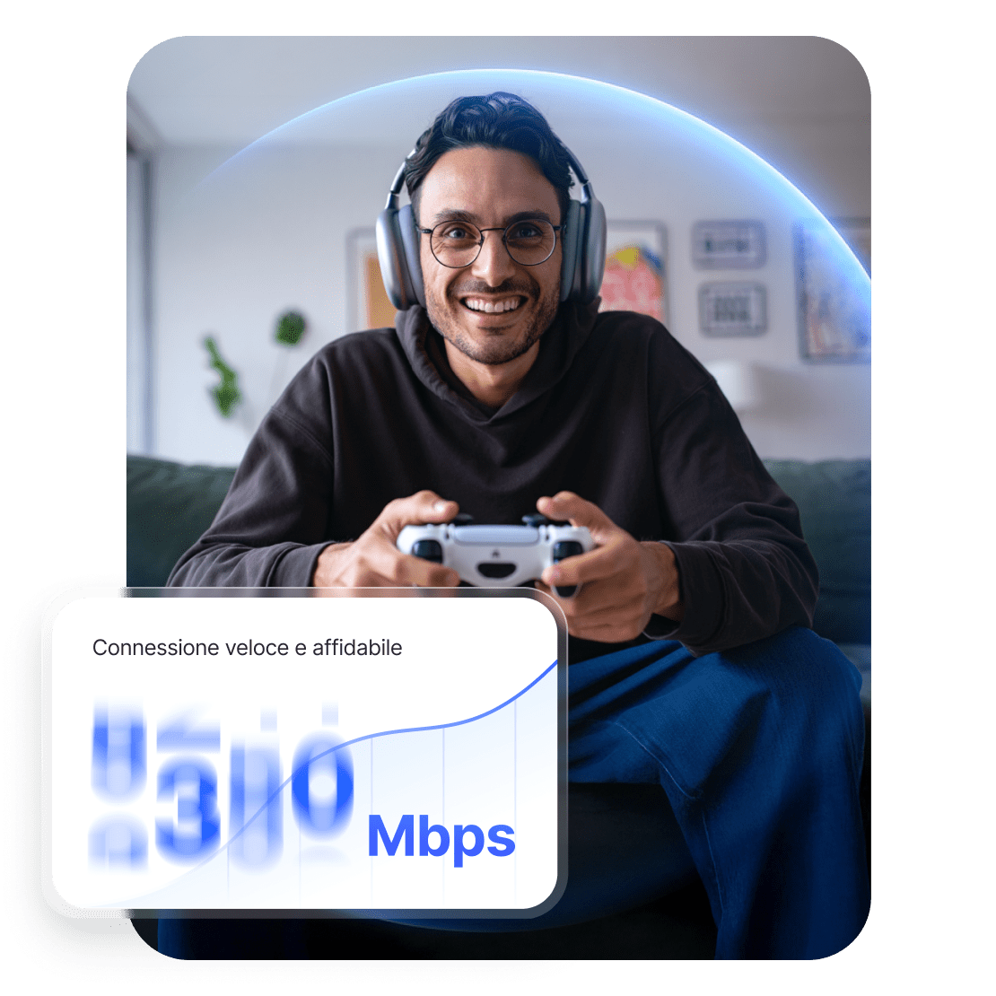 Una persona si diverte con un videogioco grazie alla sua connessione VPN veloce e stabile.