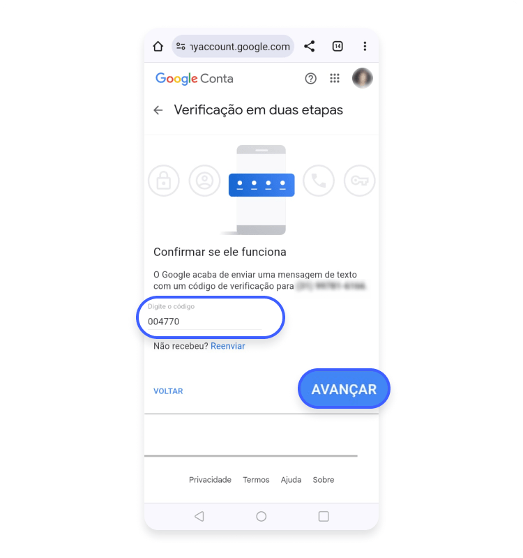 Como ativar a 2FA em dispositivos Android 5