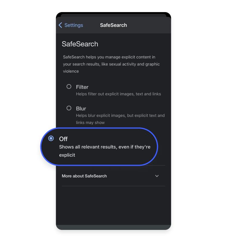 turn off safesearch