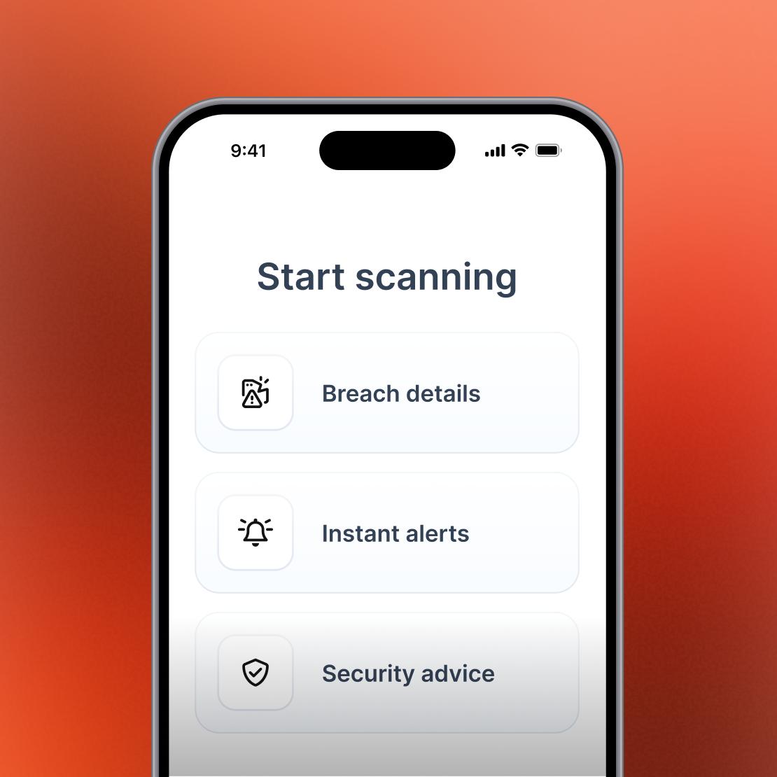 The Coveron app automatically scans monitored details and provides breach information, alerts, and security advice.