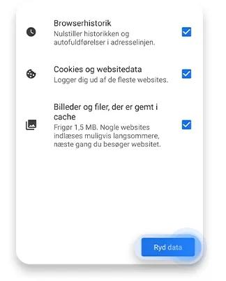 slet cookies android chrome