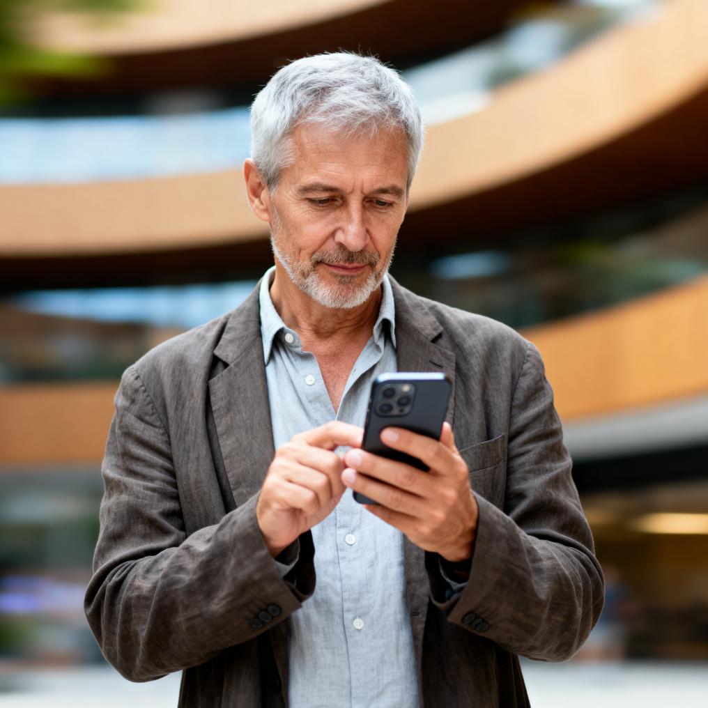 A person checking their phone for Coveron’s identity theft protection notifications and alerts.