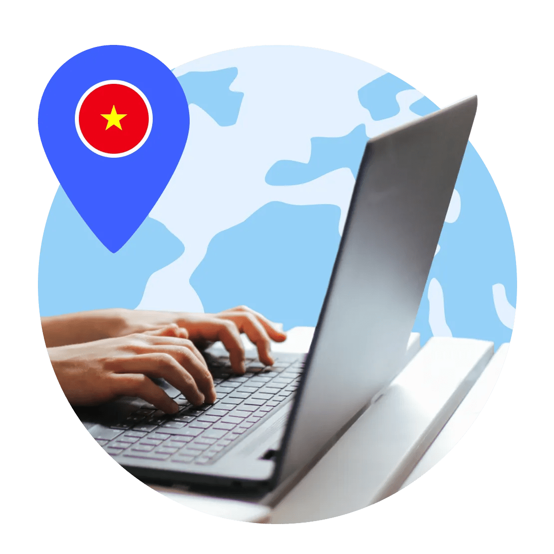 A laptop connected to Vietnam server.