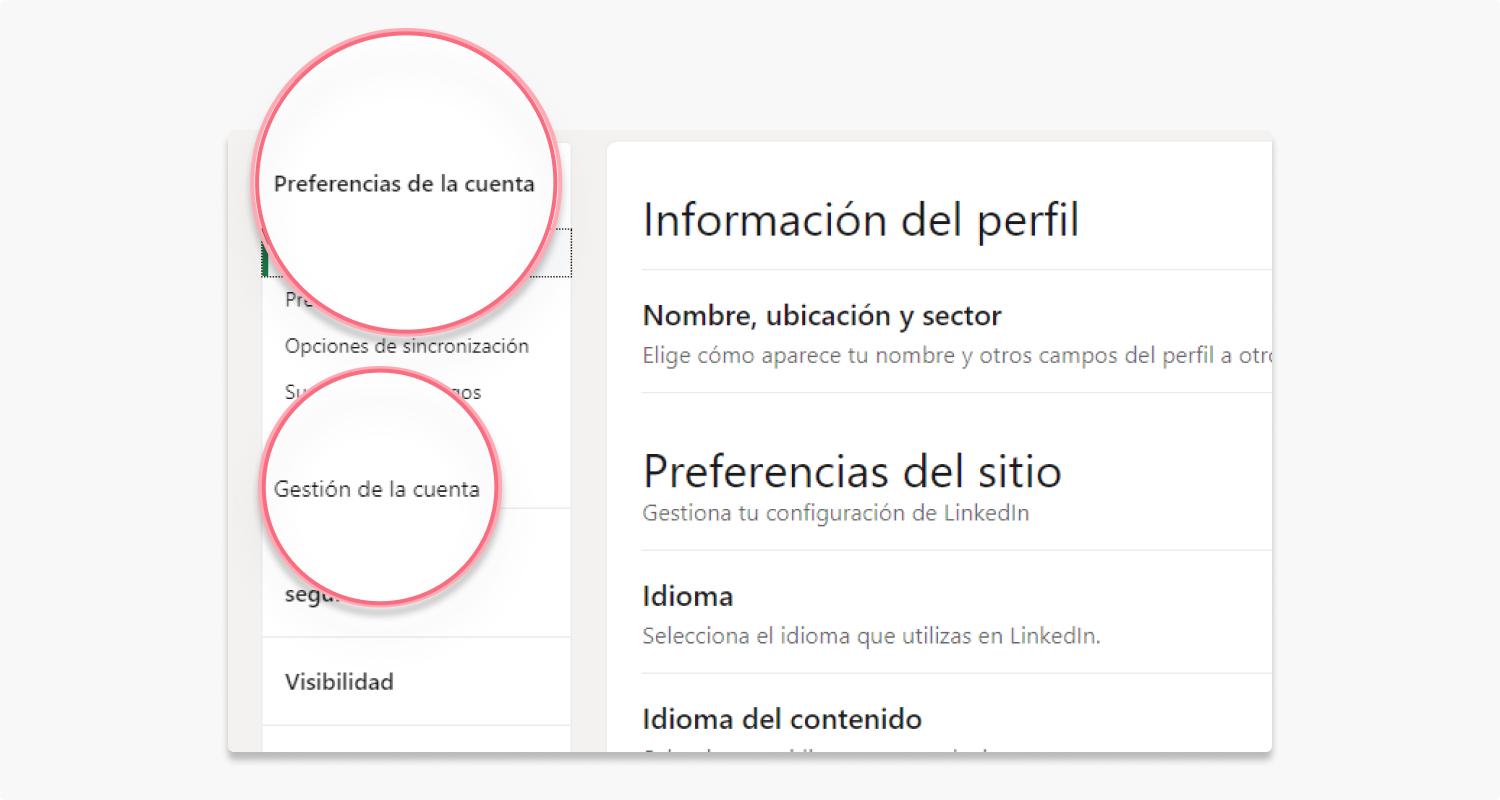 eliminar cuenta linkedin en un pc o mac: paso 2