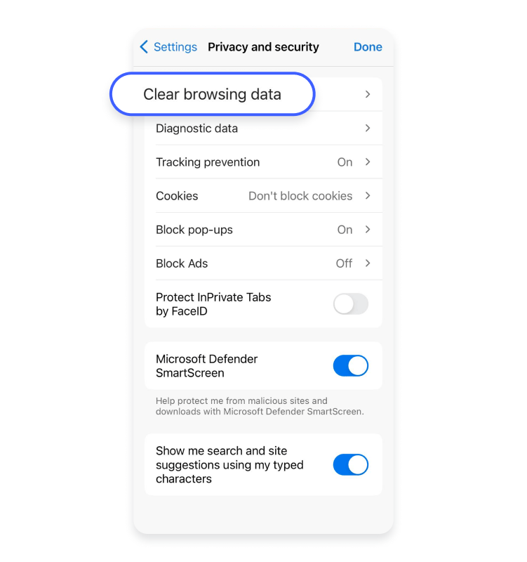 edge clear browsing data
