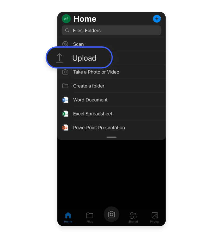 Phone to a PC using cloud storage with OneDrive: step 3