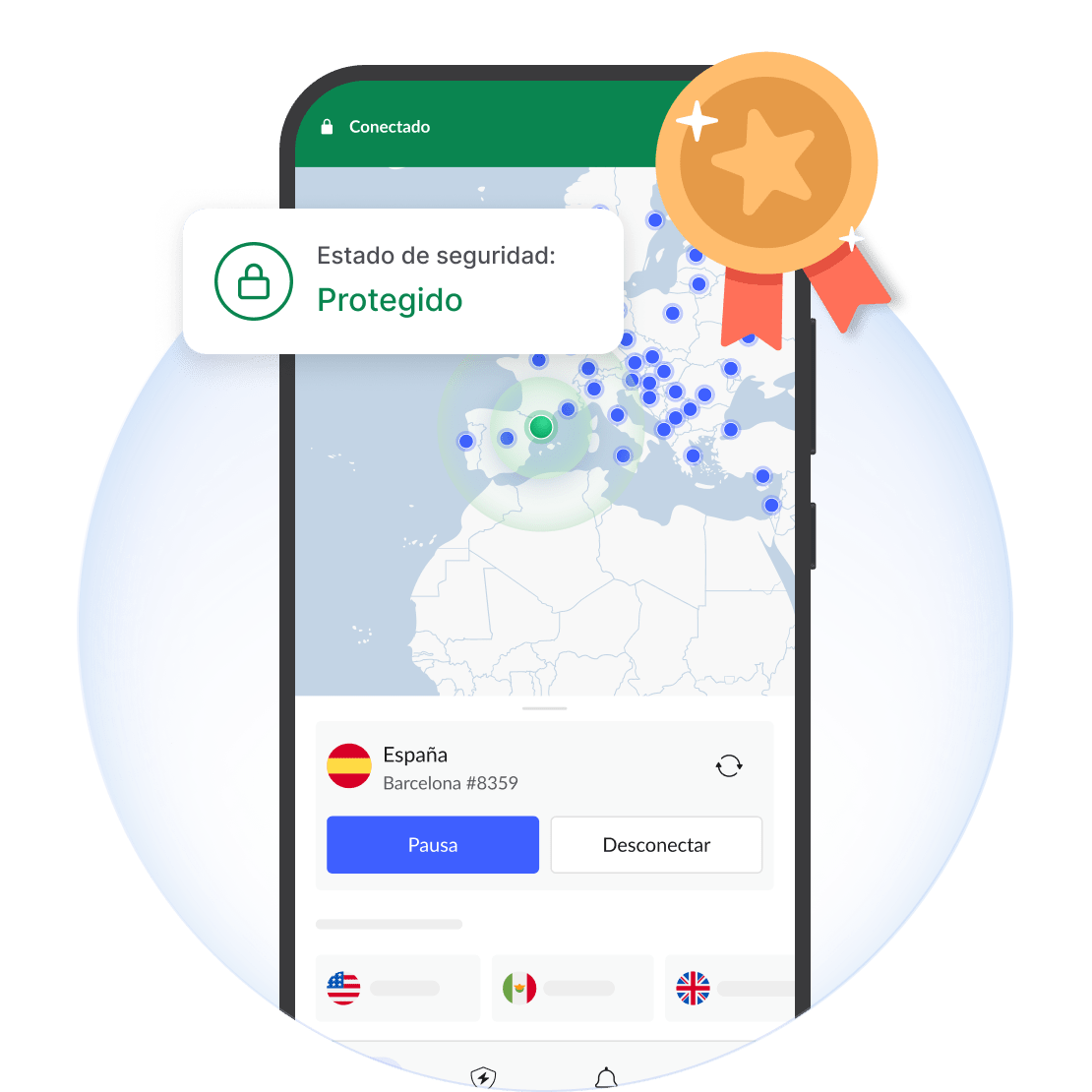 Un teléfono móvil protegido con una VPN.