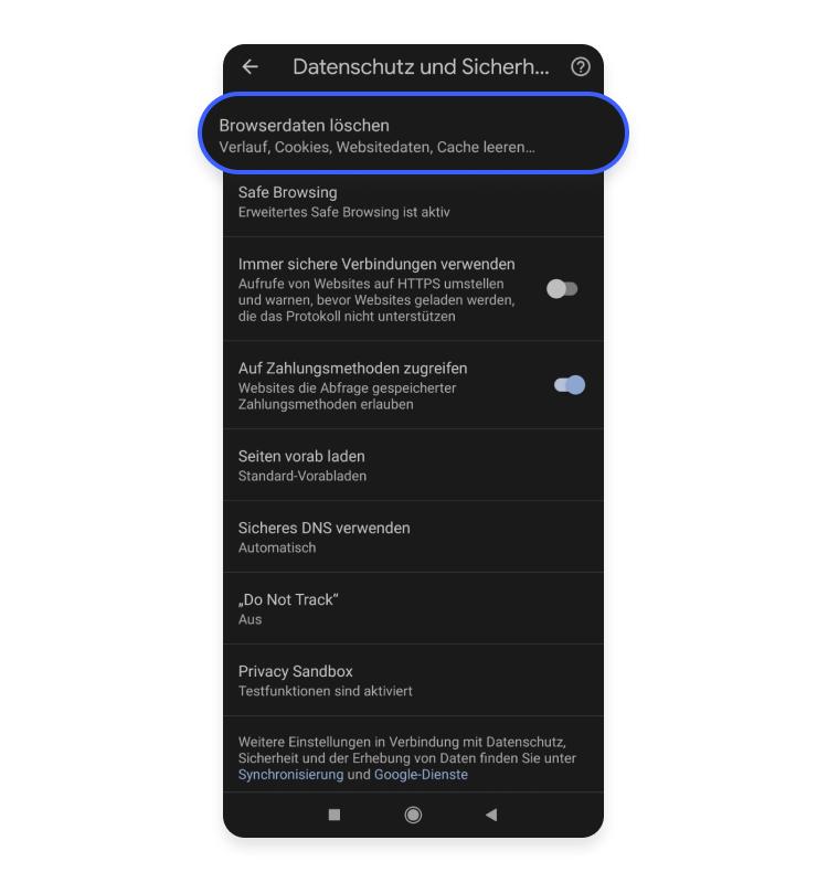 Cache leeren in Android Schritt 4