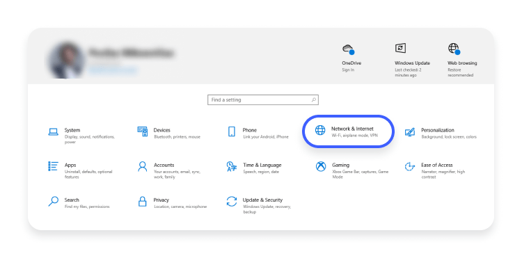 windows10 network and internet
