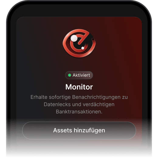 Ein Gerätebildschirm, der zeigt, dass die Überwachungsfunktion von NordVPN aktiv ist und Warnungen sendet.
