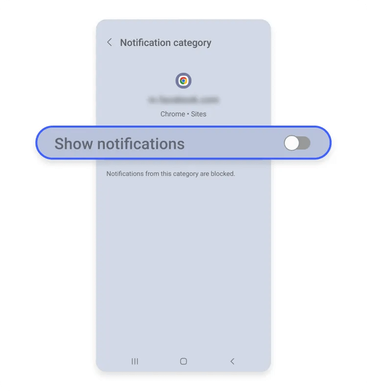 Disabling notifications in Chrome on your Androidr: Step 4