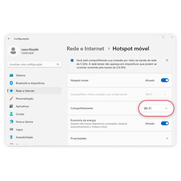 compartilhar conexão VPN no Windows 11: passo nº3