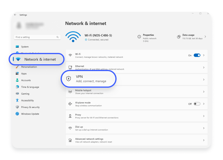 click on network and internet and on vpn