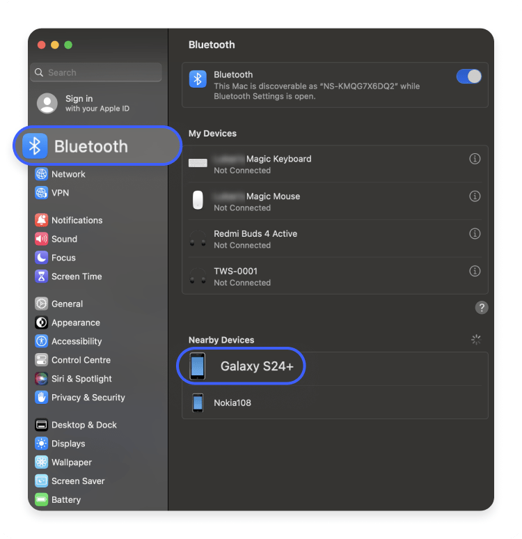 Android phone to a Mac using Bluetooth: step 3