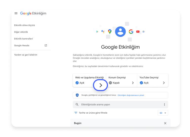 Google geçmişi sil işlemini bireysel aramalar için yapma: aşama 1