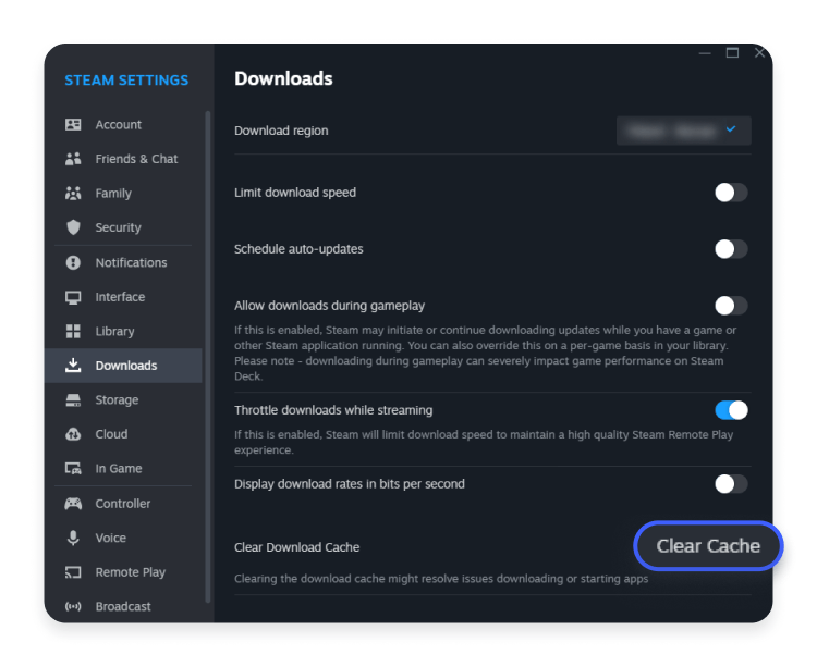 clear Steam cache