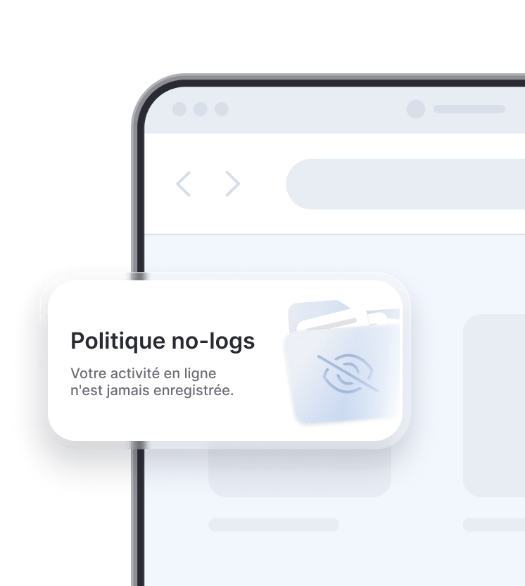 Message relatif à la politique de non-journalisation de NordVPN, indiquant que les activités en ligne ne sont pas enregistrées.