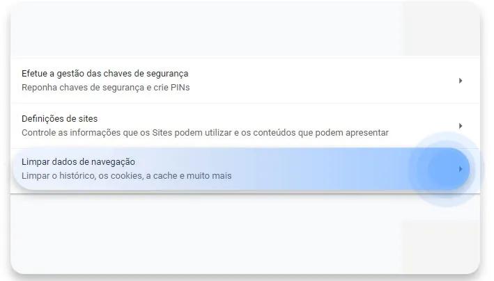 limpar cache do chrome: passo nº5