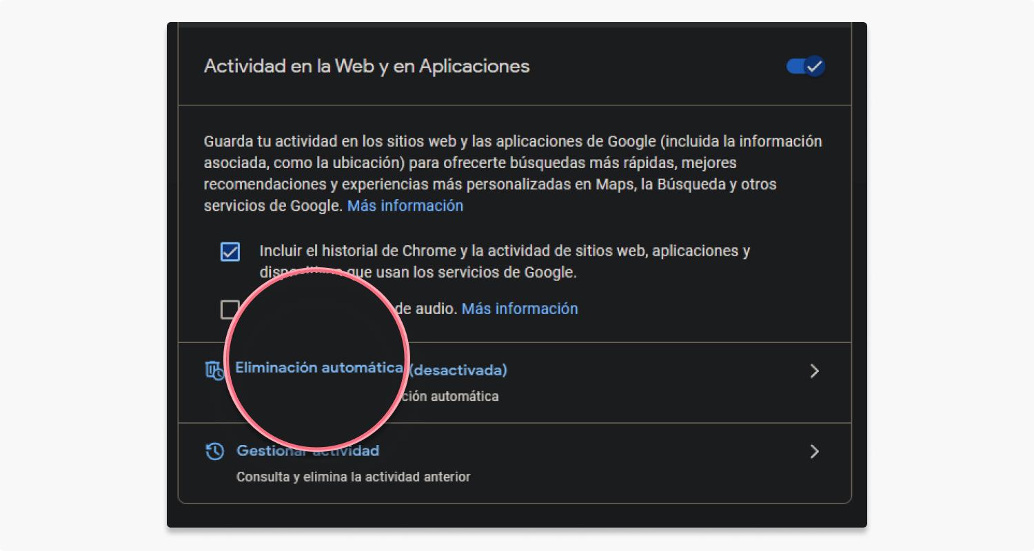 borrar el historial de Google automáticamente: paso 1